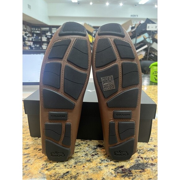 Coach C Coin Signature Drivers Men's 12D Saddle Tan Brown Leather Loafers C8897 - Picture 6 of 7